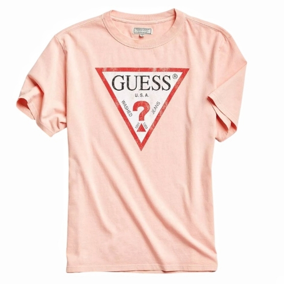Guess - Oversized Vintage Triangle Logo Pink Shirt - Picture 1 of 15